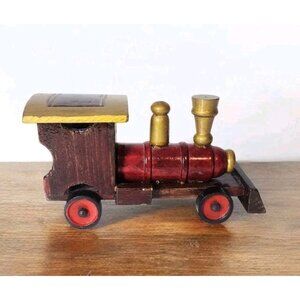 Vintage Handmade Wooden Train Engine Railroad Locomotive